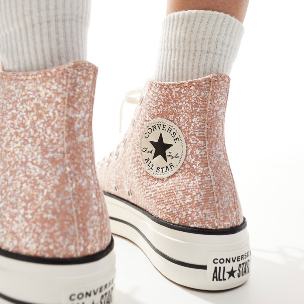 Converse Chuck Taylor All Star Peach Glitter Platform Women's size 9 NEW!!! - Picture 10 of 11